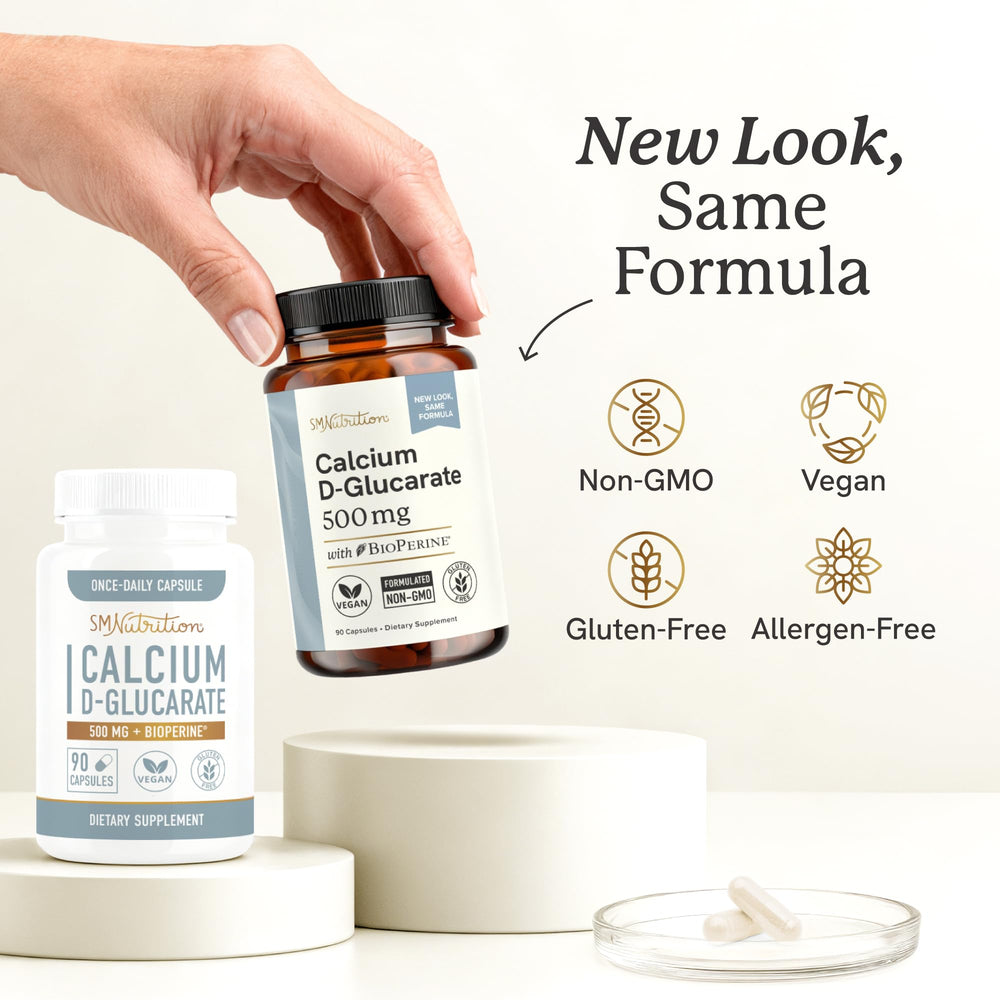 SMNutrition cápsulas 500 mg apiladas ilustrando dosis y pureza