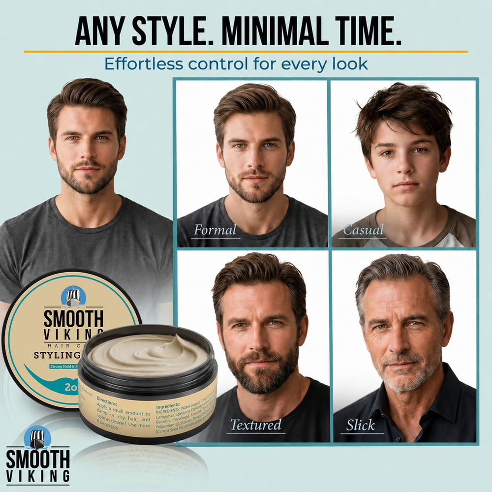 Smooth Viking aplicación en cabello masculino para peinado con textura
