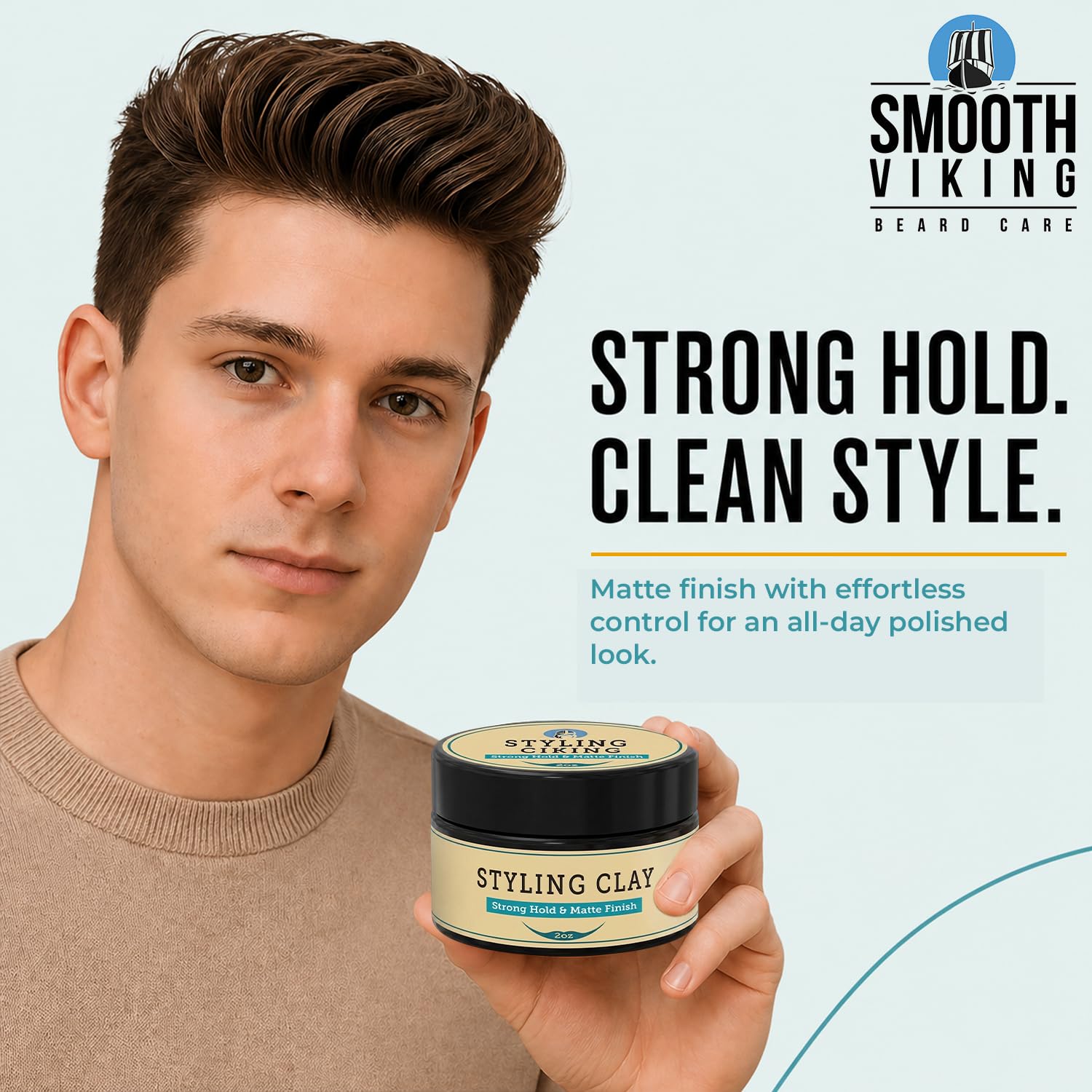 Smooth Viking envase 2oz junto a regla para comparar tamaño