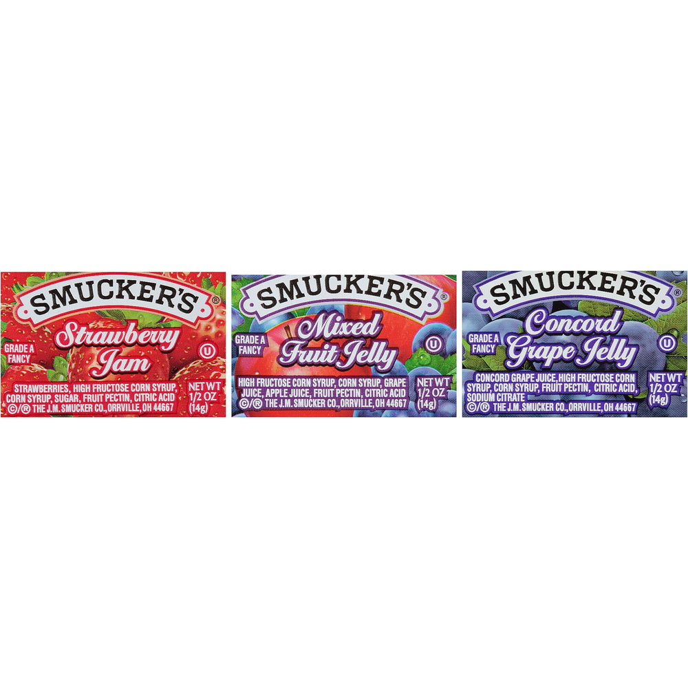 Smucker's estuche frontal mostrando variedad y facilidad de servicio