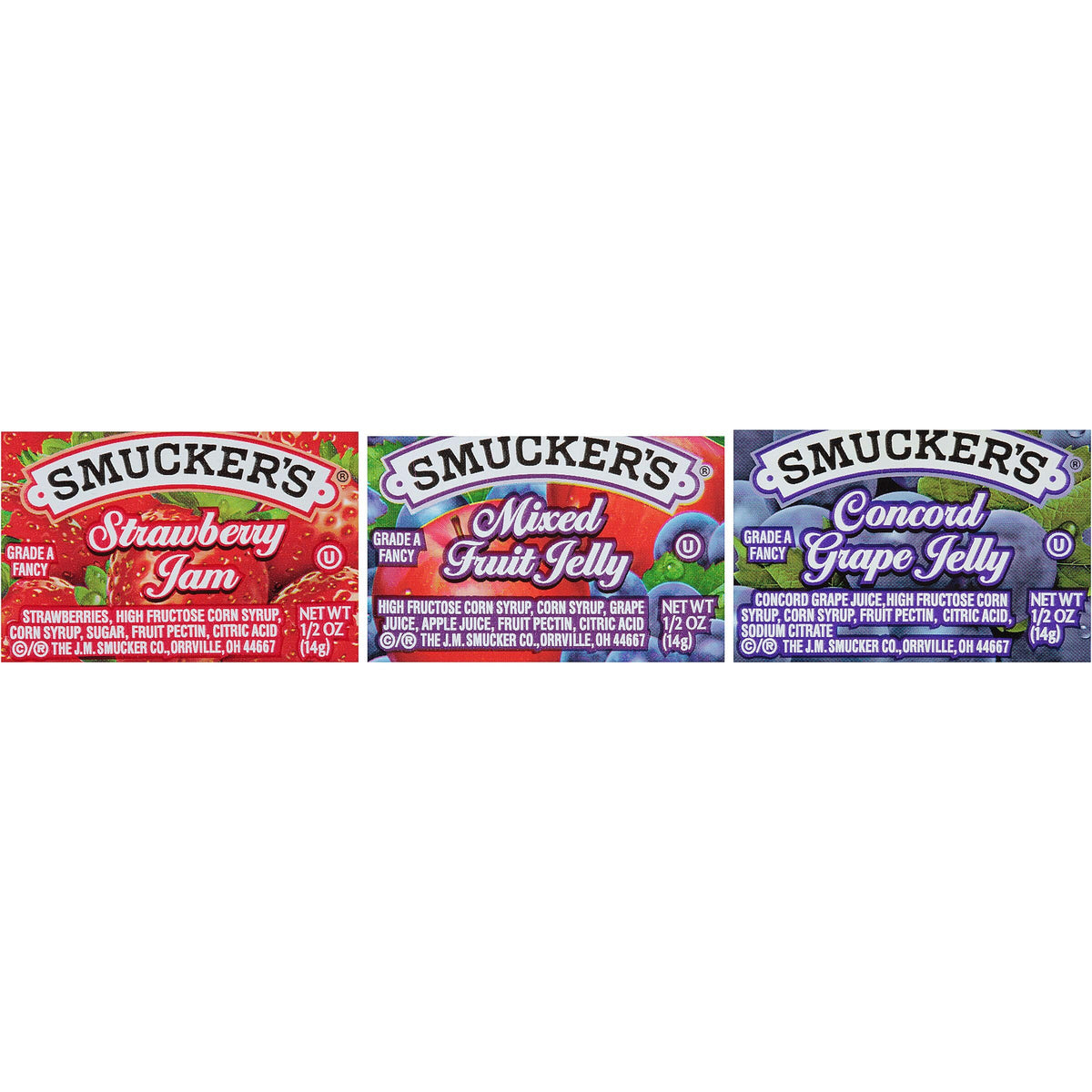 Smucker's estuche frontal mostrando variedad y facilidad de servicio