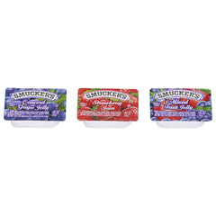 Smucker's tarrina de ½ oz abierta mostrando porción lista para usar
