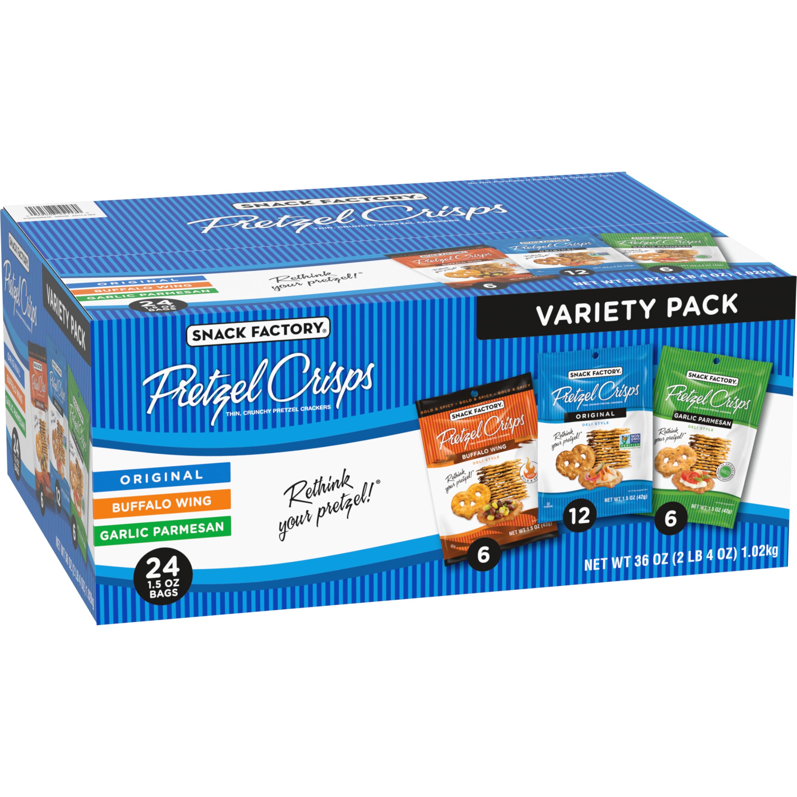 Snack Factory close-up sabor Buffalo Wing con especias visibles, picante apetecible