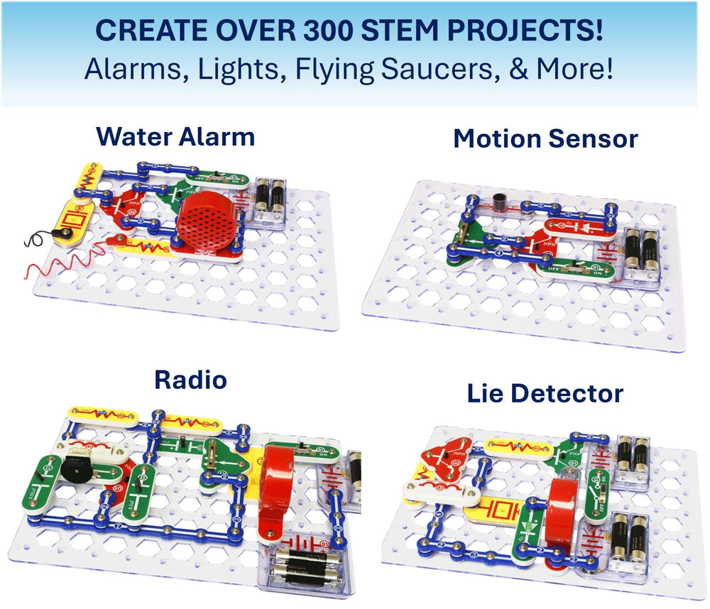 Snap Circuits comparación de tamaño con manos para escala y portabilidad