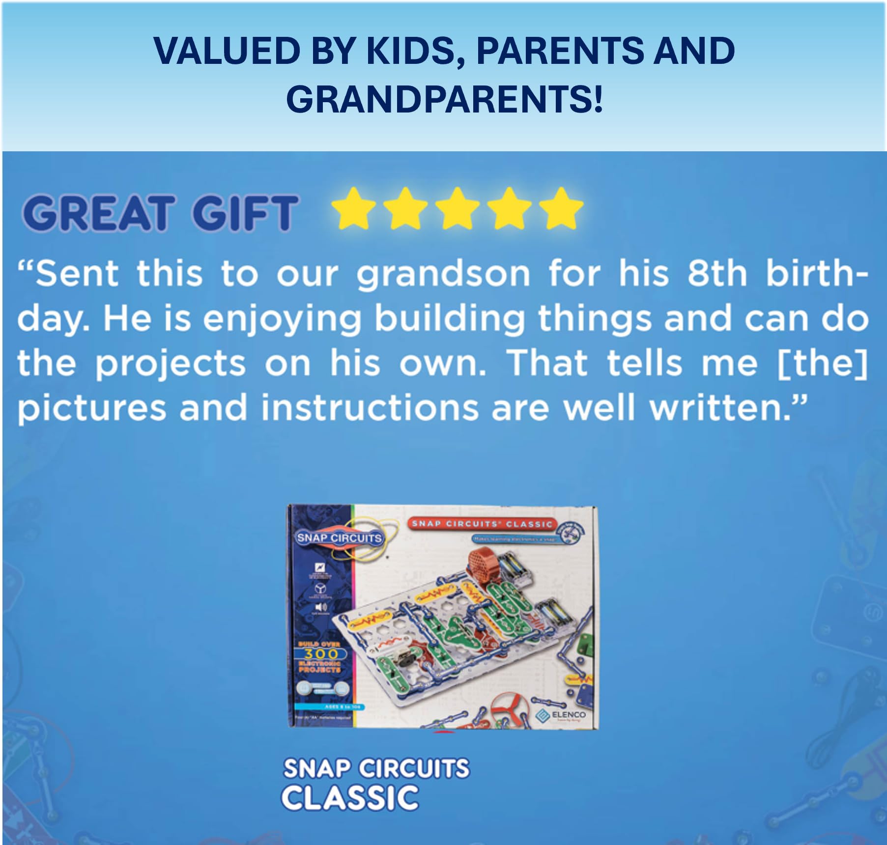 Snap Circuits lámpara táctil ensamblada mostrando respuesta al contacto