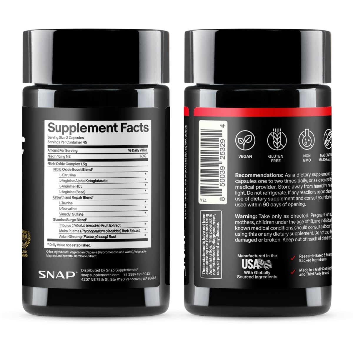 Snap Supplements empaque y caja que transmiten calidad certificada