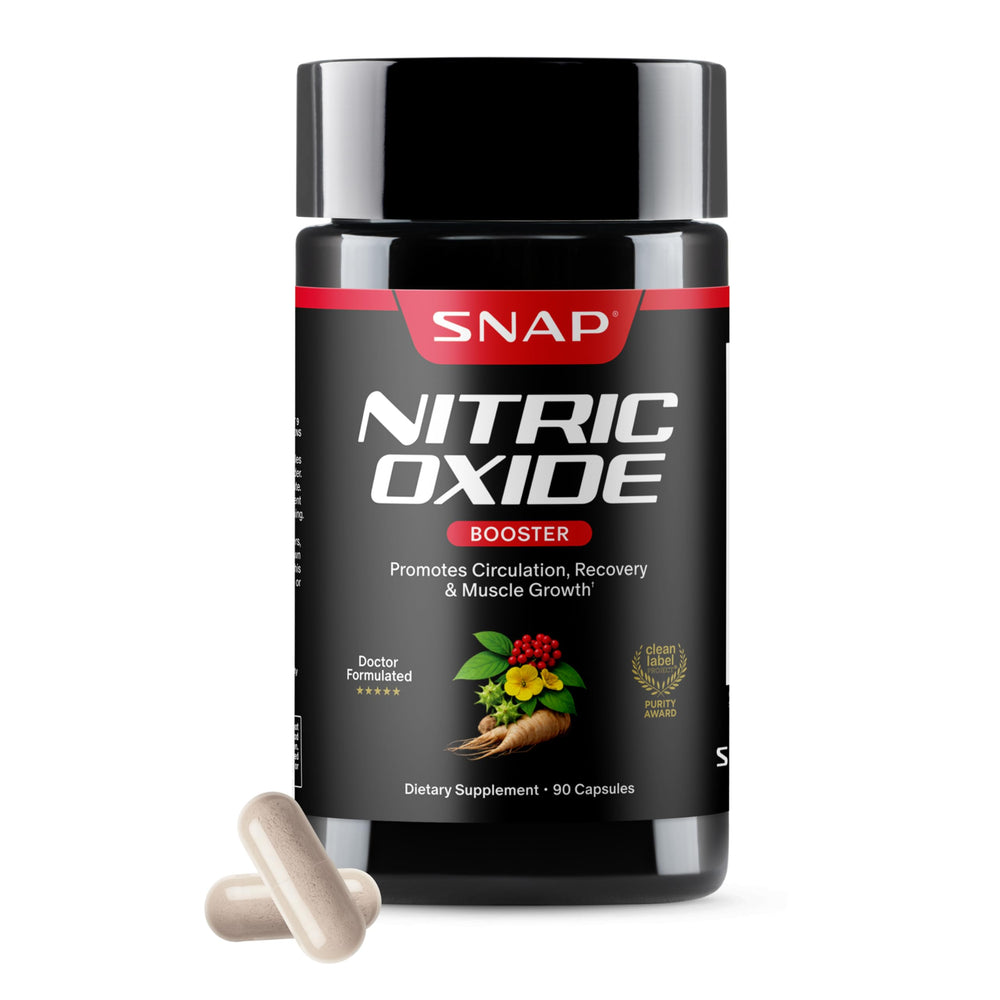 Snap Supplements frente del producto mostrando diseño y cantidad