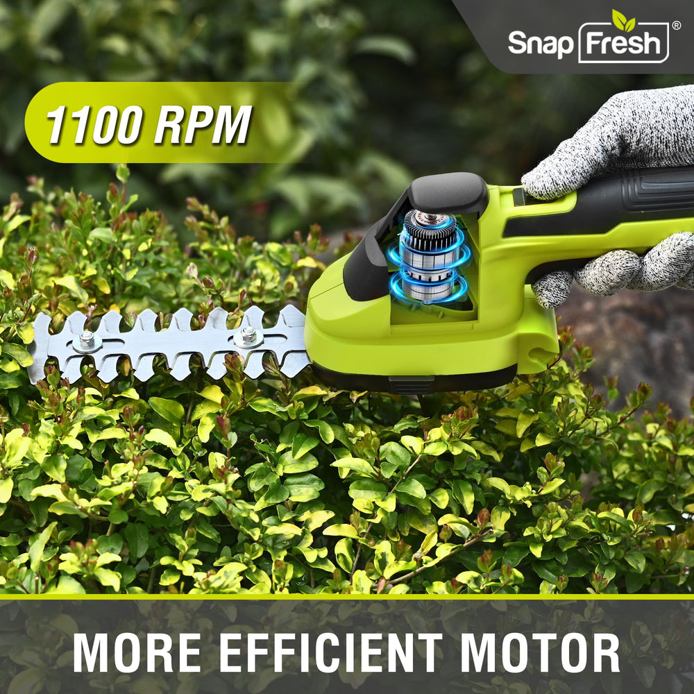 SnapFresh 1500mAh battery with charger displayed for cordless continuous work