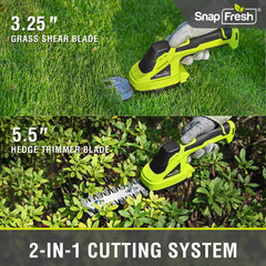 SnapFresh close-up of 5.5 inch hedge blade highlighting sharp 65Mn steel cutting edge