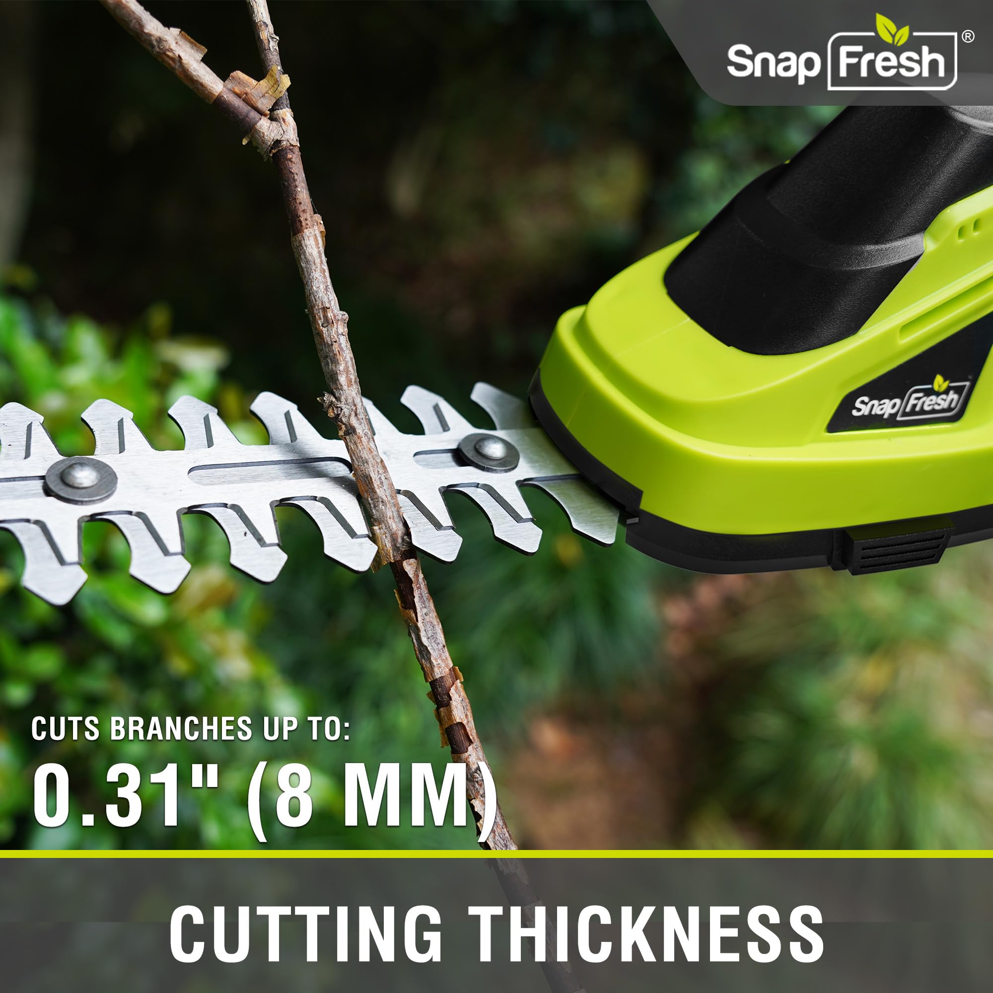 SnapFresh trimming lawn edge in garden showing precise neat finish and low noise