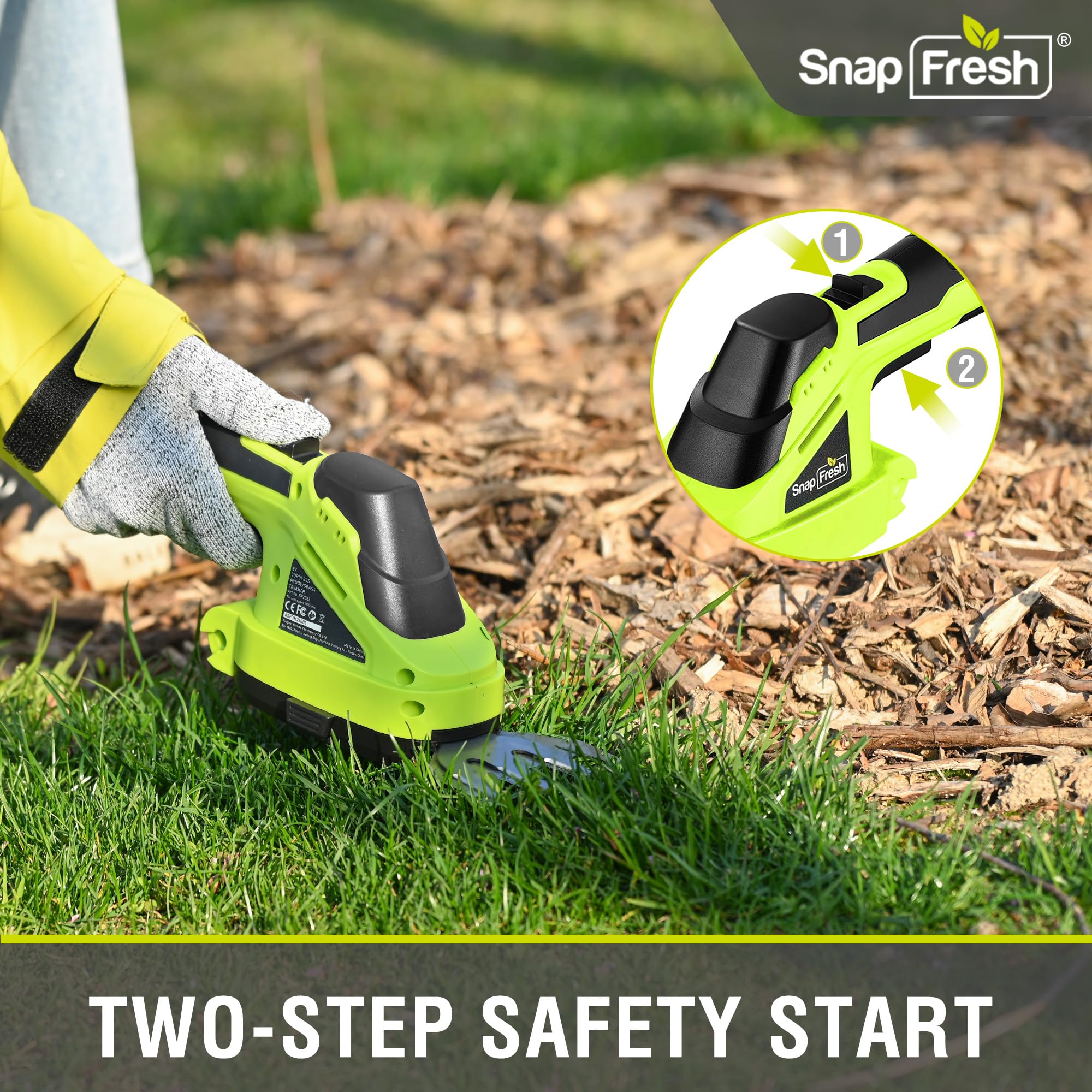 SnapFresh pruning small shrub demonstrating safe thin-branch trimming efficiency