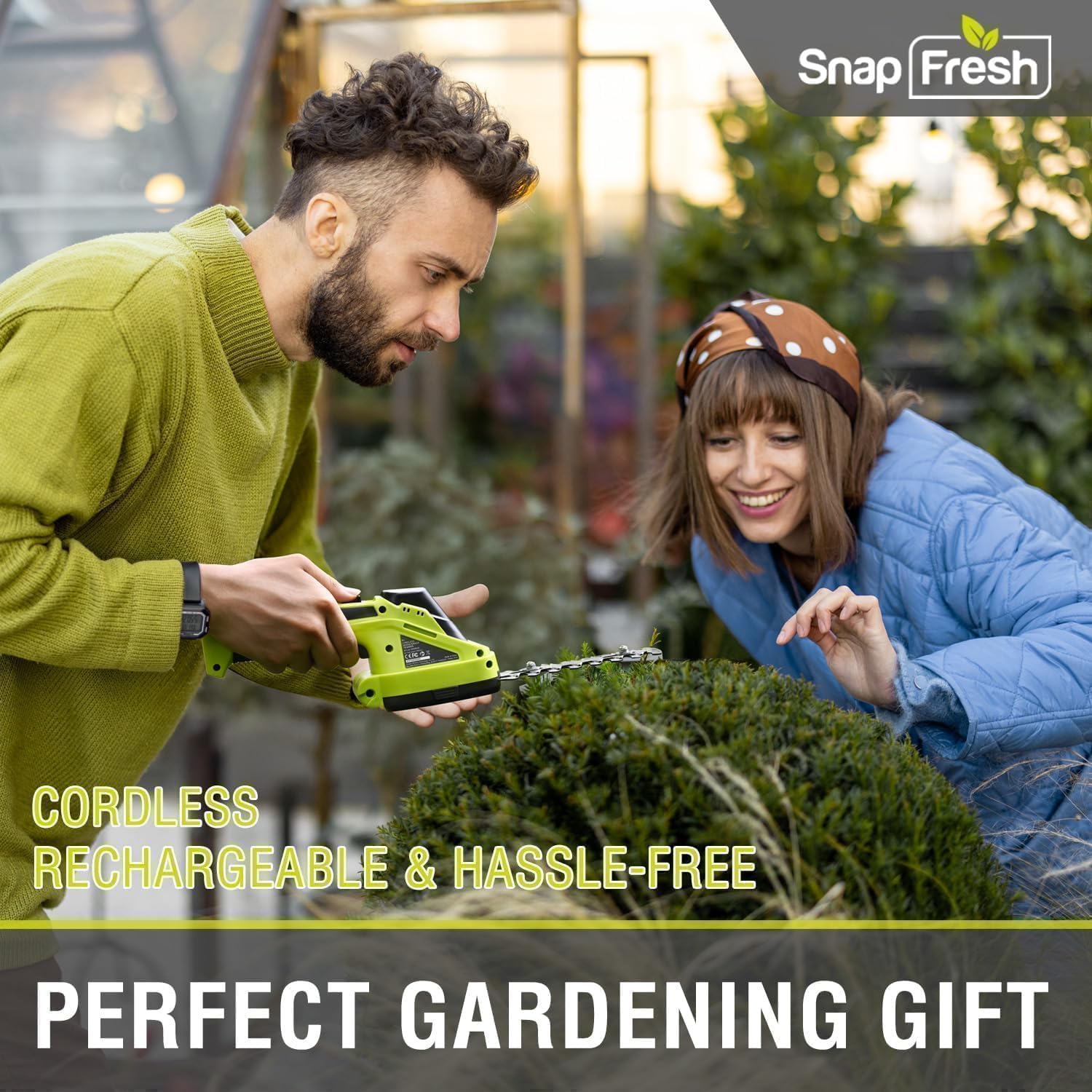 SnapFresh product box with trimmer and accessories organized for ready-to-use setup