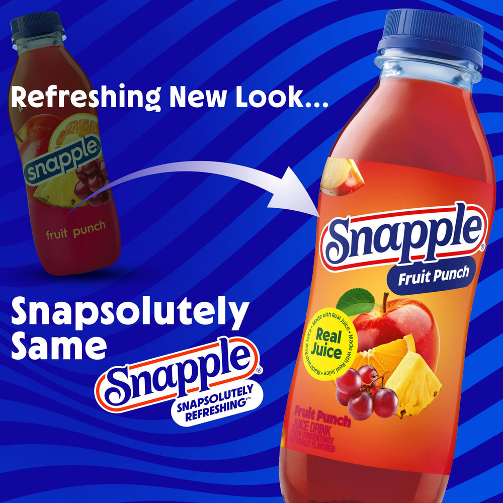 Snapple detalle de etiqueta 16oz que destaca ingredientes naturales