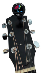 SNARK SN5X mounted on guitar headstock showing vibration sensing and on-stage convenience