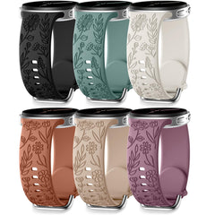 SNBLK vista frontal del pack de seis correas florales, variedad de colores y estilos