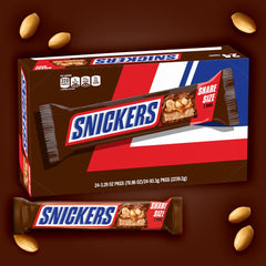 Snickers apertura mostrando dos barras por paquete para repartir fácilmente
