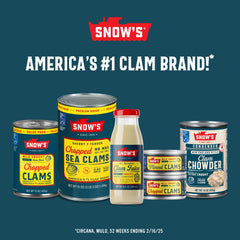 Snow's chowder con almejas servida para demostrar uso culinario fácil