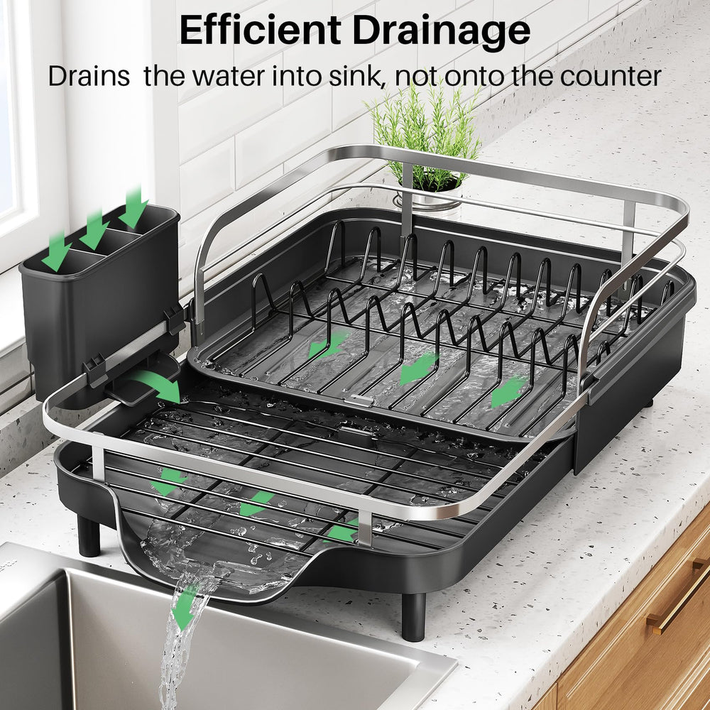 SNTD drip tray close-up showing angled tray and outlet to keep counters dry