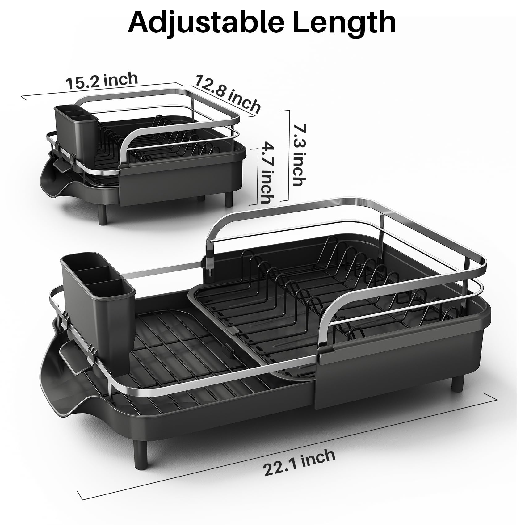 SNTD rack fully expanded to show increased drying capacity for multiple dishes