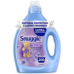 Snuggle botella frontal Lavender Breeze mostrando etiqueta y volumen 80oz, suavidad garantizada