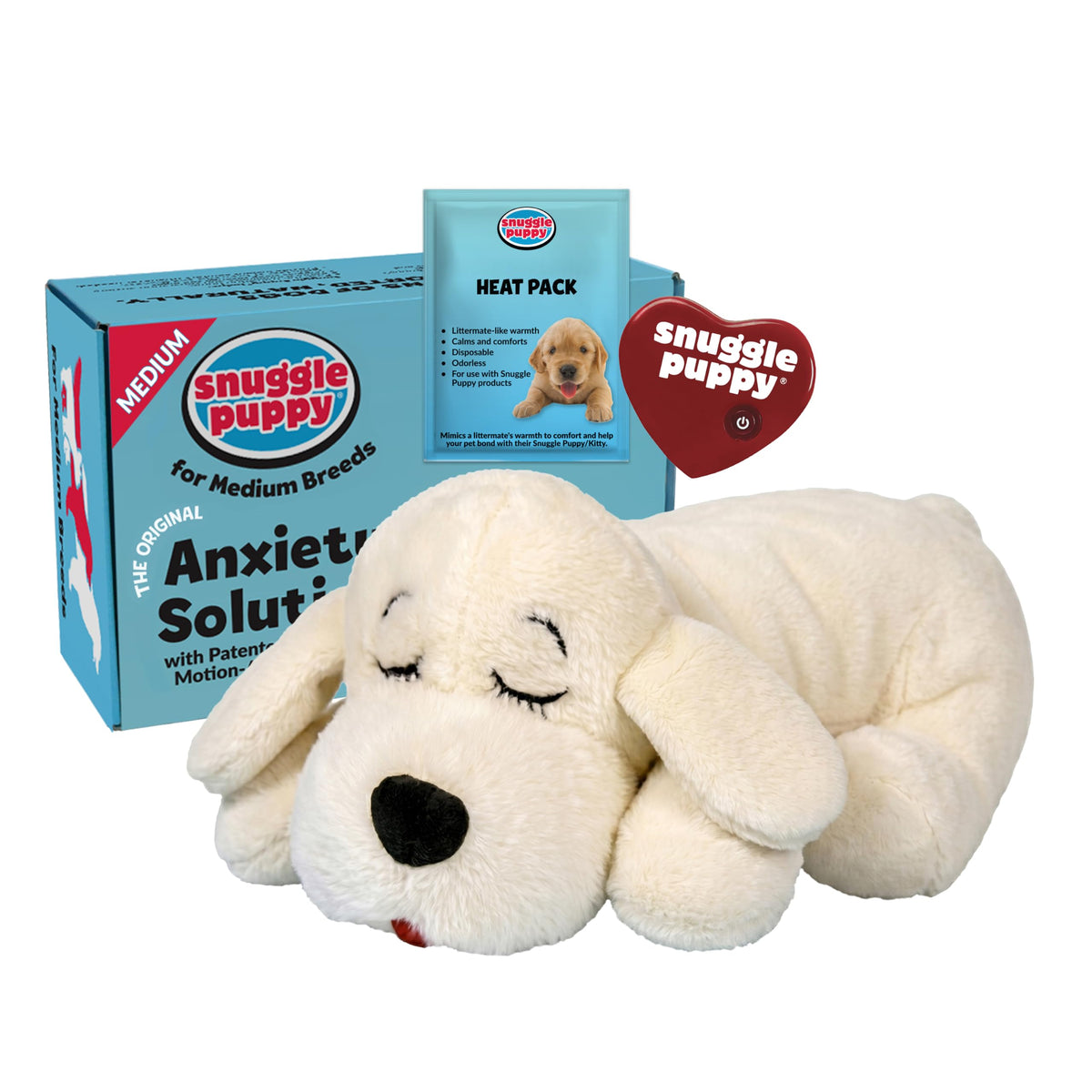 Snuggle Puppie vista frontal del peluche crema, consuelo inmediato