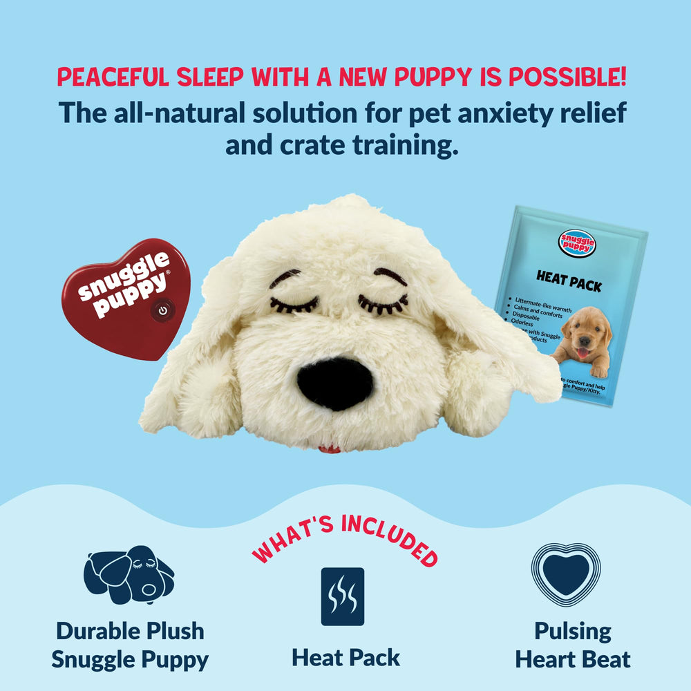 Snuggle Puppie comparación de tamaño junto a perro mediano, ajuste ideal