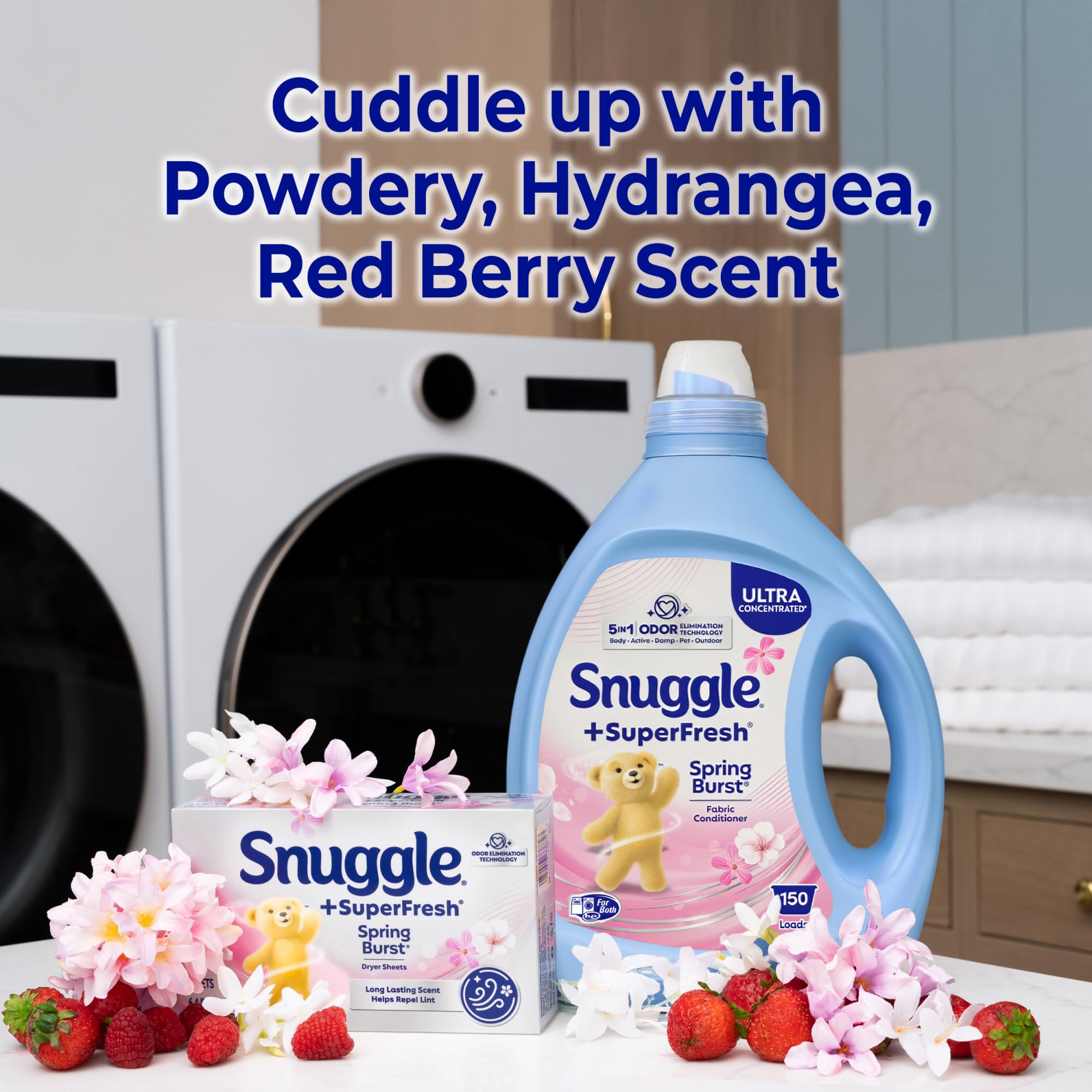 Snuggle ropa recién lavada y suave mostrando efecto antiestático