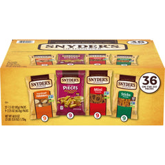 Snyder's of Hanover frente del empaque mostrando variedad y cantidad