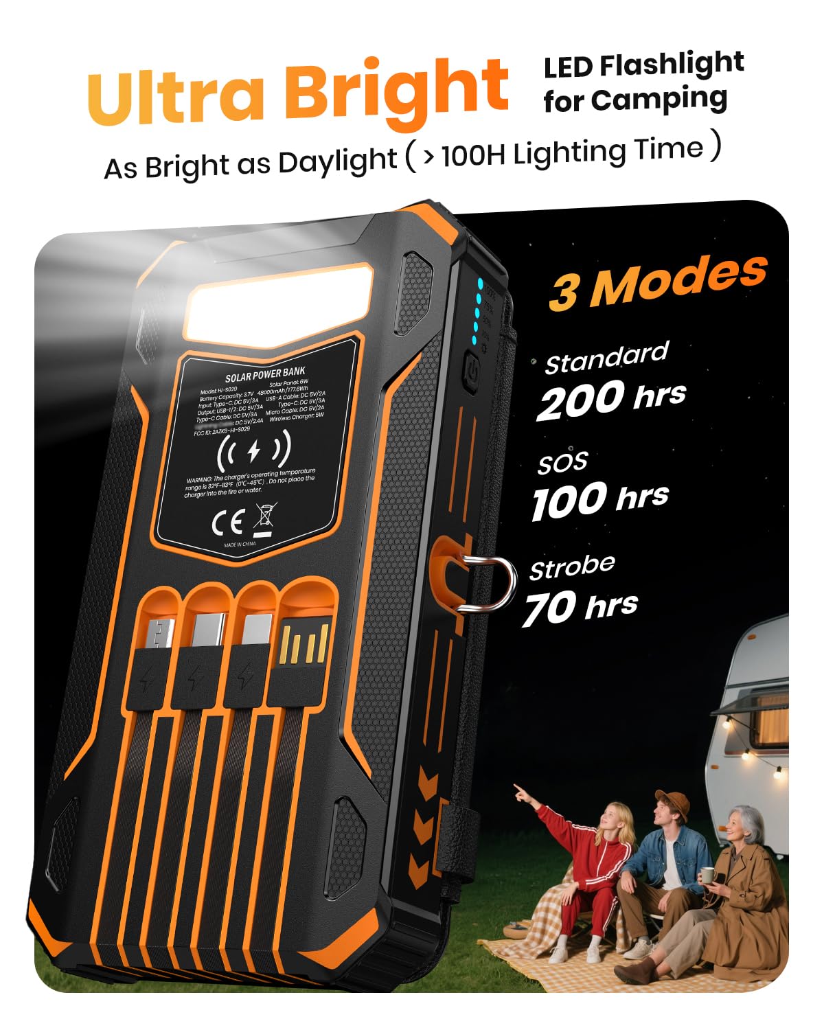 SOARAISE power bank en entorno de camping, energía fiable para actividades al aire libre