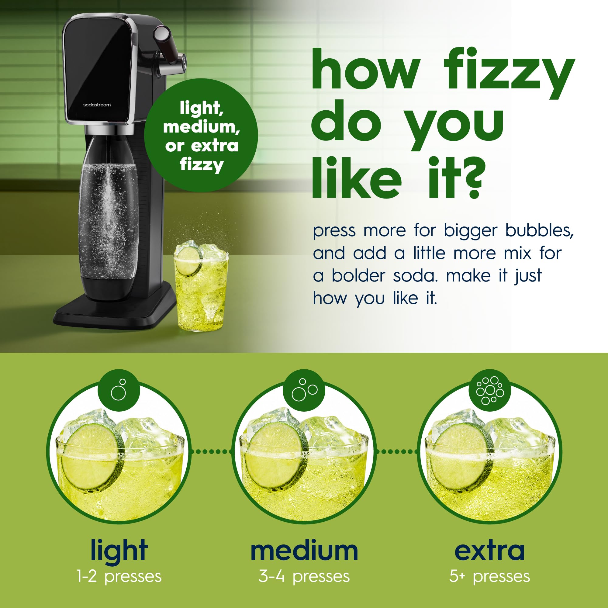 SodaStream botella junto a máquina carbonatadora demostrando uso sencillo