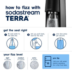sodastream TERRA en encimera ilustrando diseño compacto y ahorra espacio