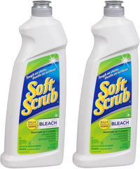Soft Scrub envase frontal mostrando etiqueta y uso para baños