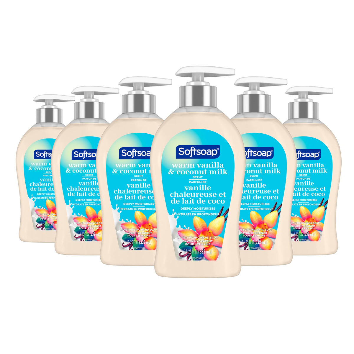 Softsoap botella frontal con aroma vainilla y leche de coco que invita a limpiar con suavidad