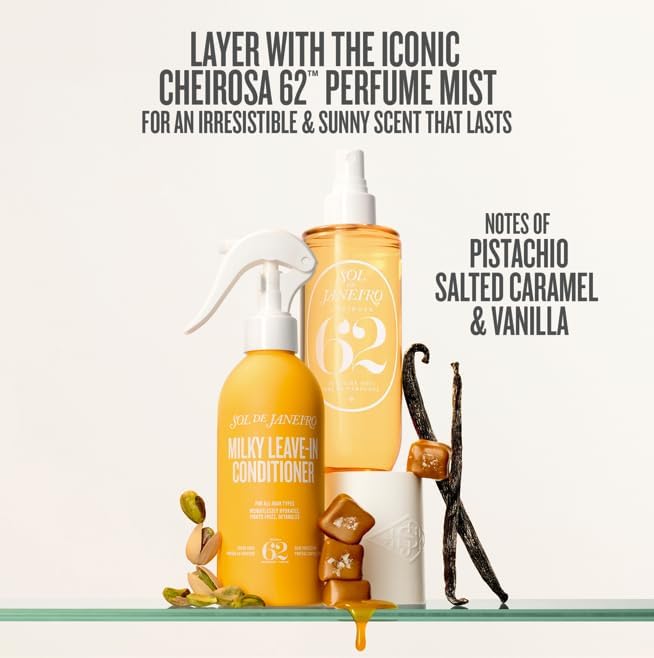 Sol de Janeiro Milky Leave-In dentro de un bolso como producto de viaje