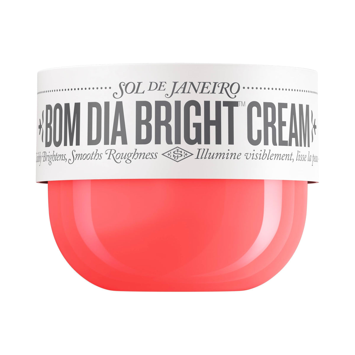 Sol de Janeiro envase frontal del Bom Dia crema, apariencia premium y beneficios hidratantes