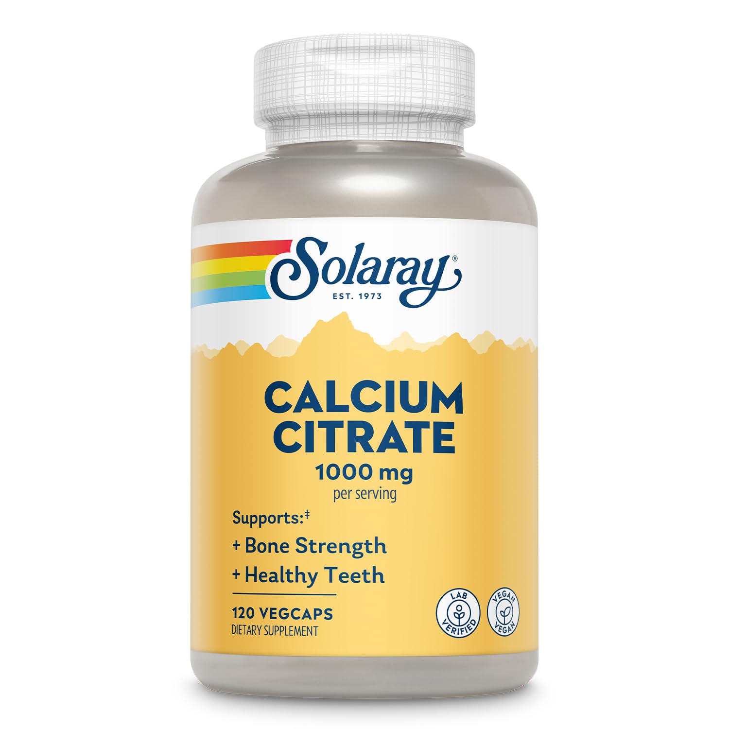 SOLARAY envase frontal de Calcium Citrate 1000 mg mostrando diseño y capacidad