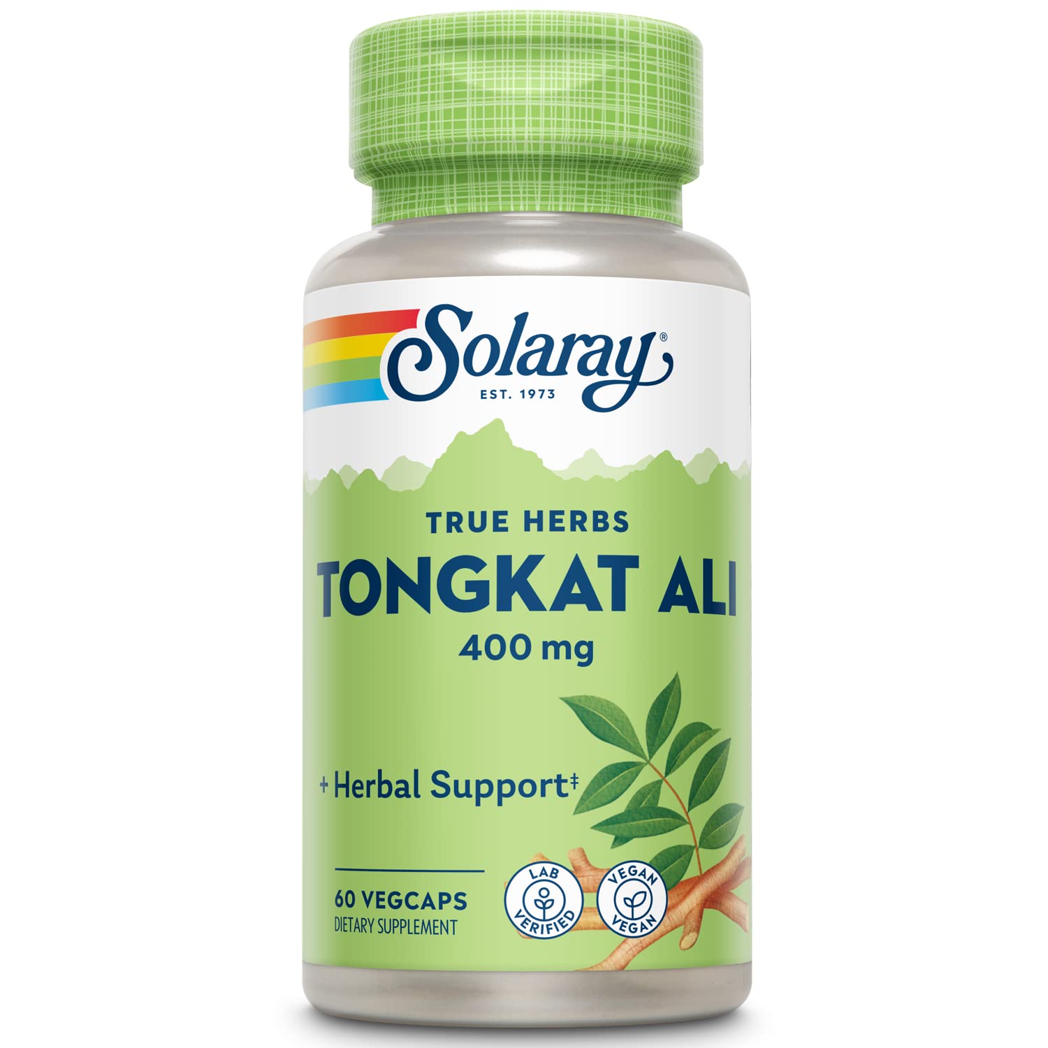 SOLARAY frasco delantero del producto mostrando el nombre y 60 vegcaps para confianza