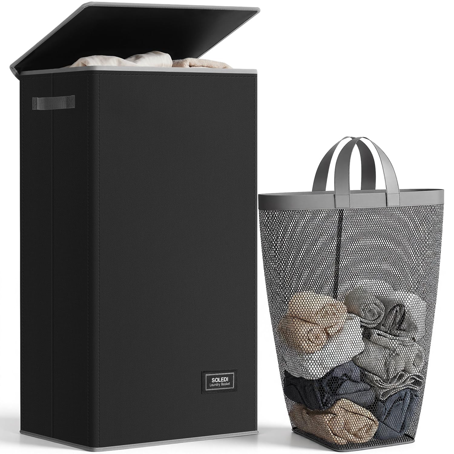 SOLEDI front view with lid showing tidy storage benefit