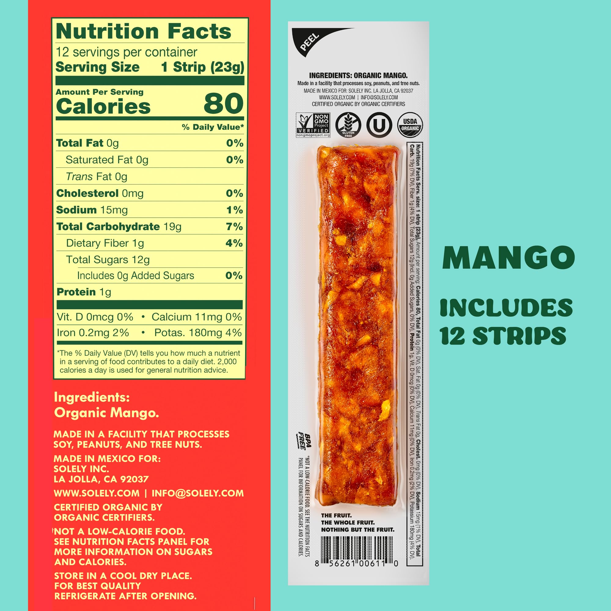 SOLELY tira en mano lista para comer, práctica y portátil