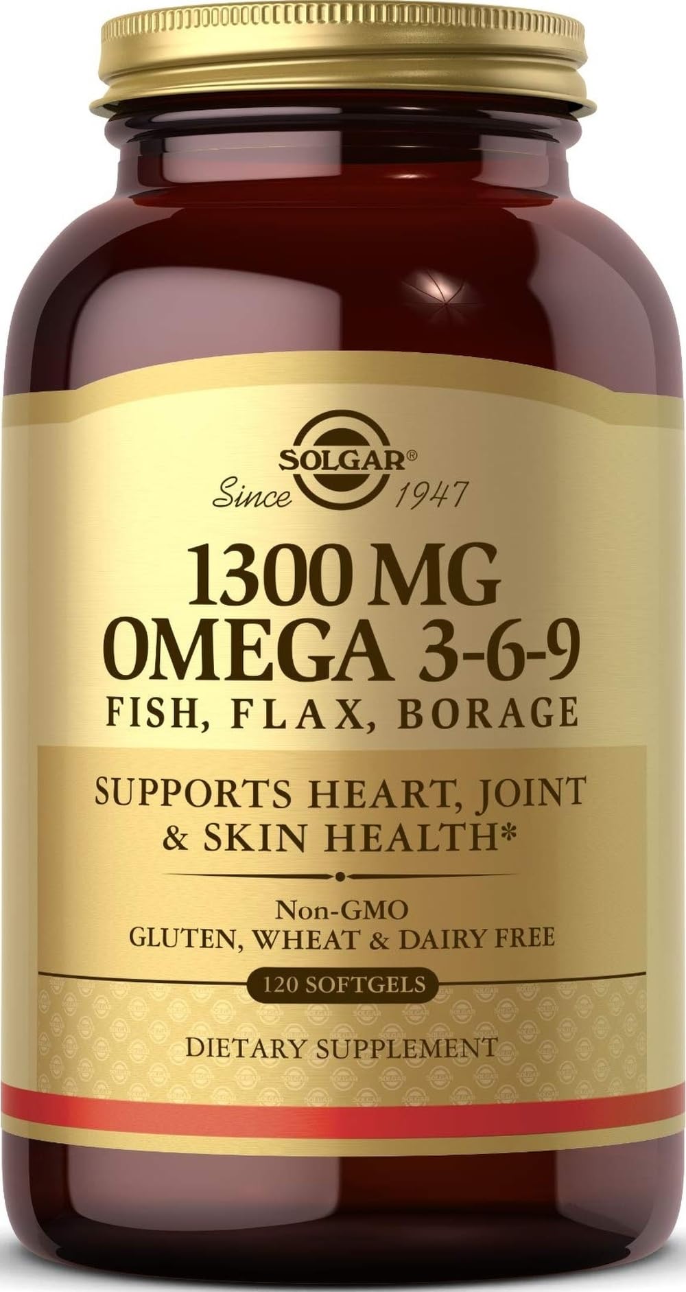 Solgar frasco frontal del envase mostrando 120 softgels y etiquetado claro