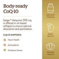 Solgar ubiquinol detalle de etiqueta con información de ingredientes