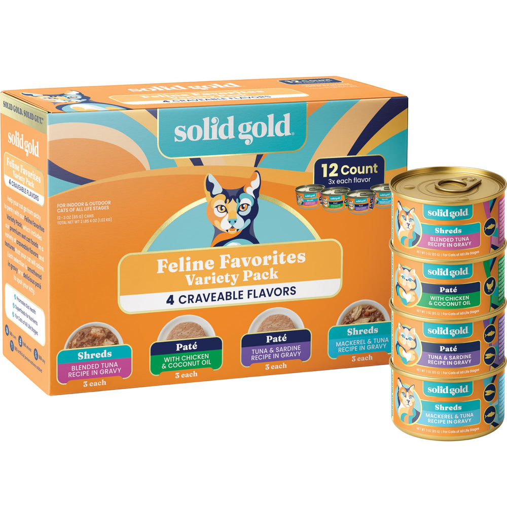 Solid Gold front packaging showing variety pack and benefits