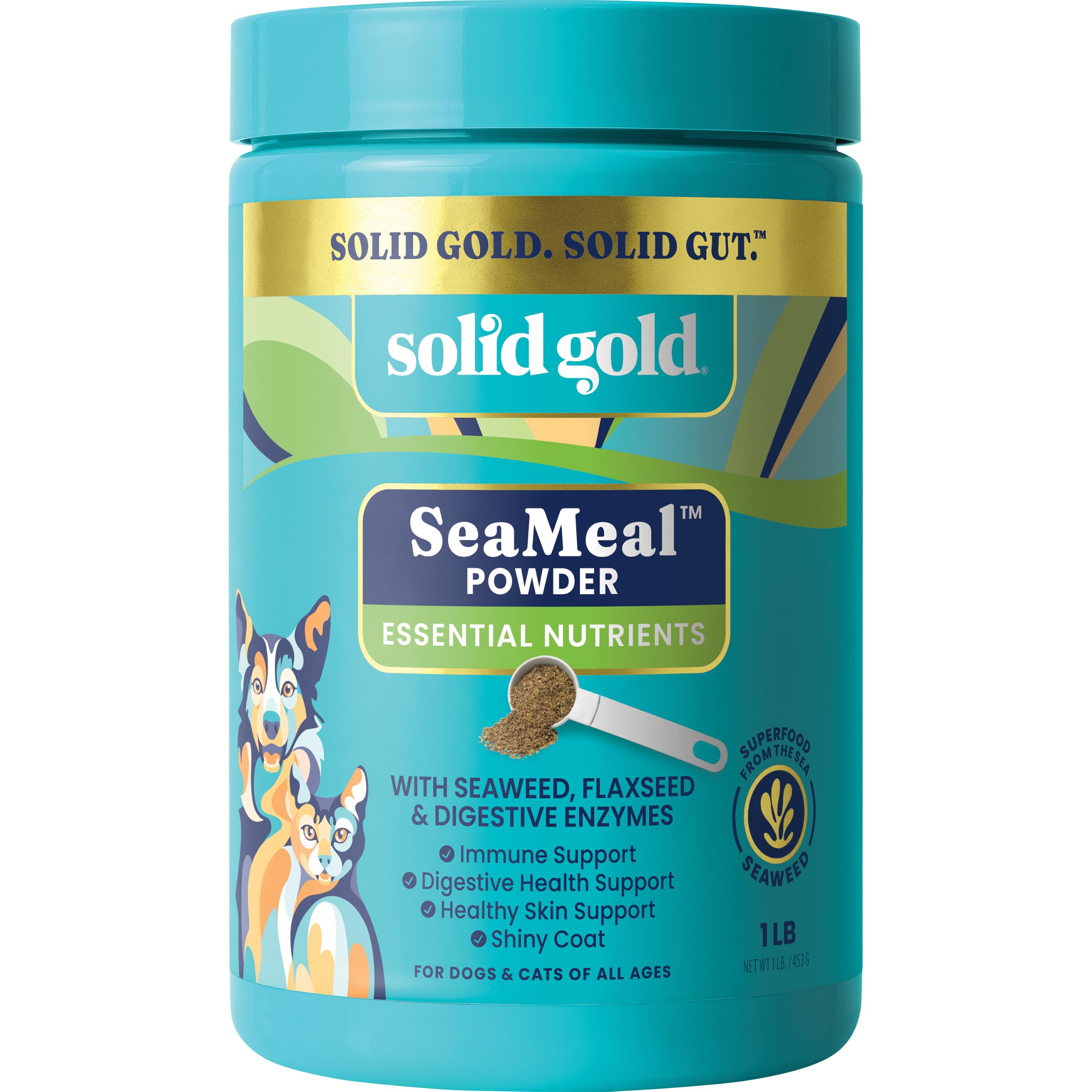 Solid Gold paquete SeaMeal frente y diseño visible apoyo nutricional