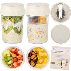 SOLIGT tarro frontal con tapa hermética y diseño Oat White, ideal para llevar