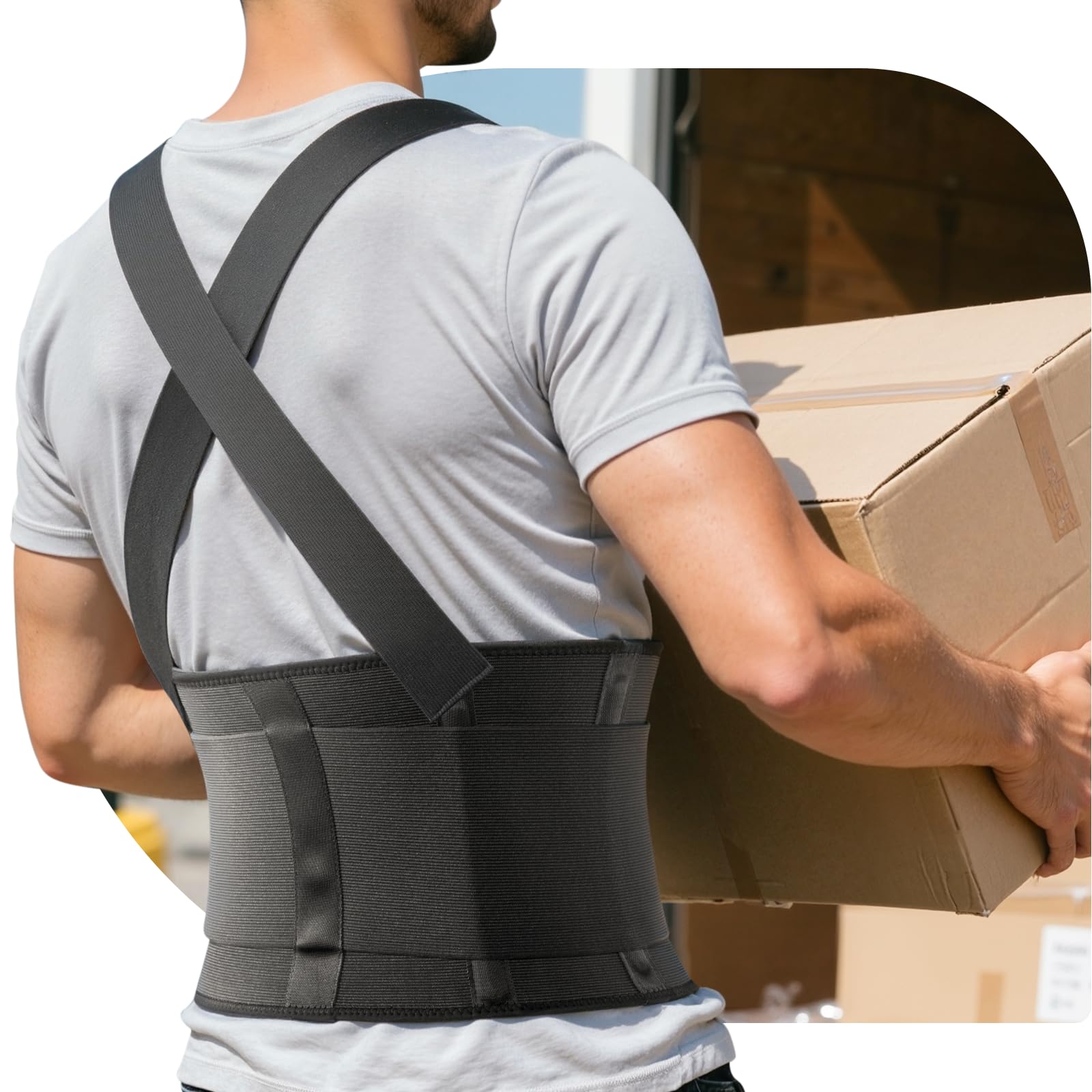 SOLOEVER vista frontal de la faja con soporte lumbar cómodo y estable