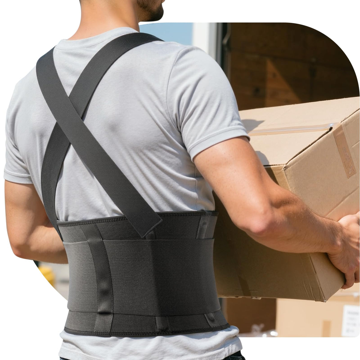 SOLOEVER vista frontal de la faja con soporte lumbar cómodo y estable