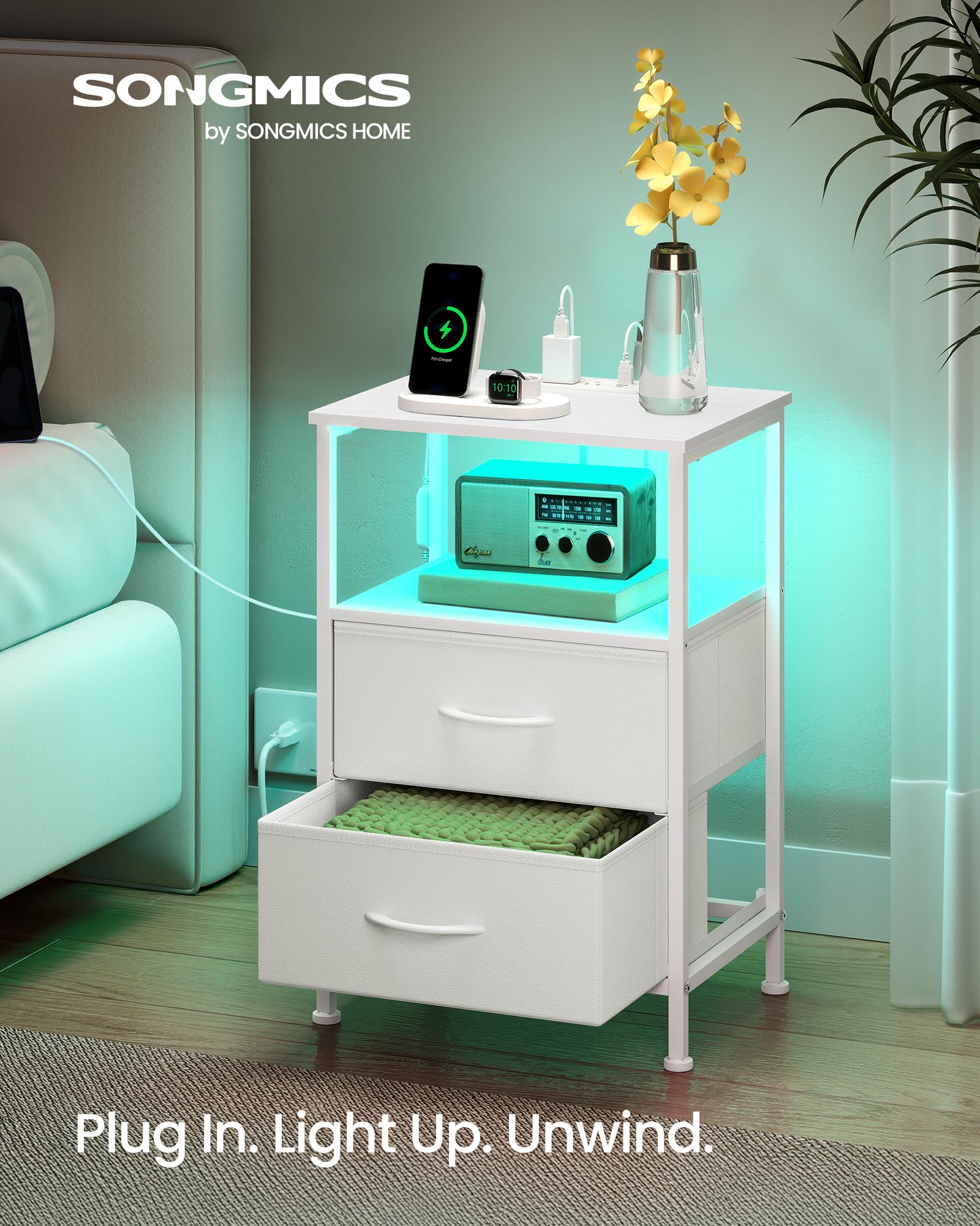 SONGMICS detalle de cuero sintético en el tirador con tacto elegante y duradero