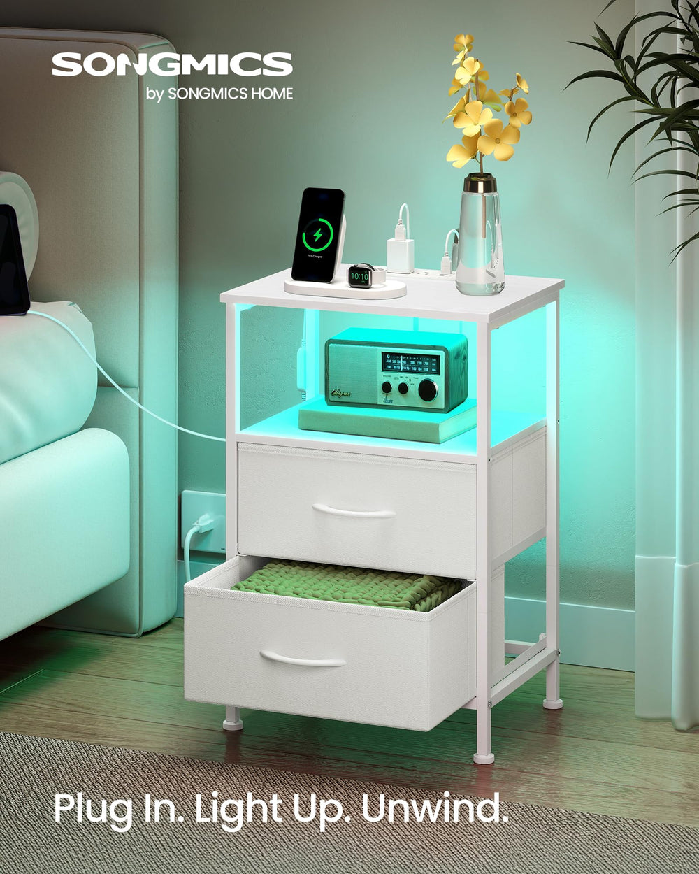 SONGMICS detalle de cuero sintético en el tirador con tacto elegante y duradero