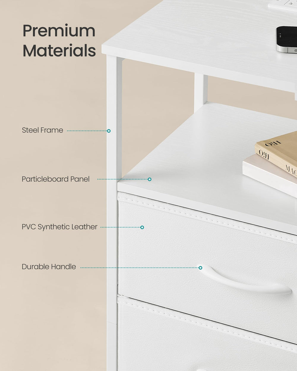SONGMICS mesita en dormitorio moderno, combina estilo y funcionalidad