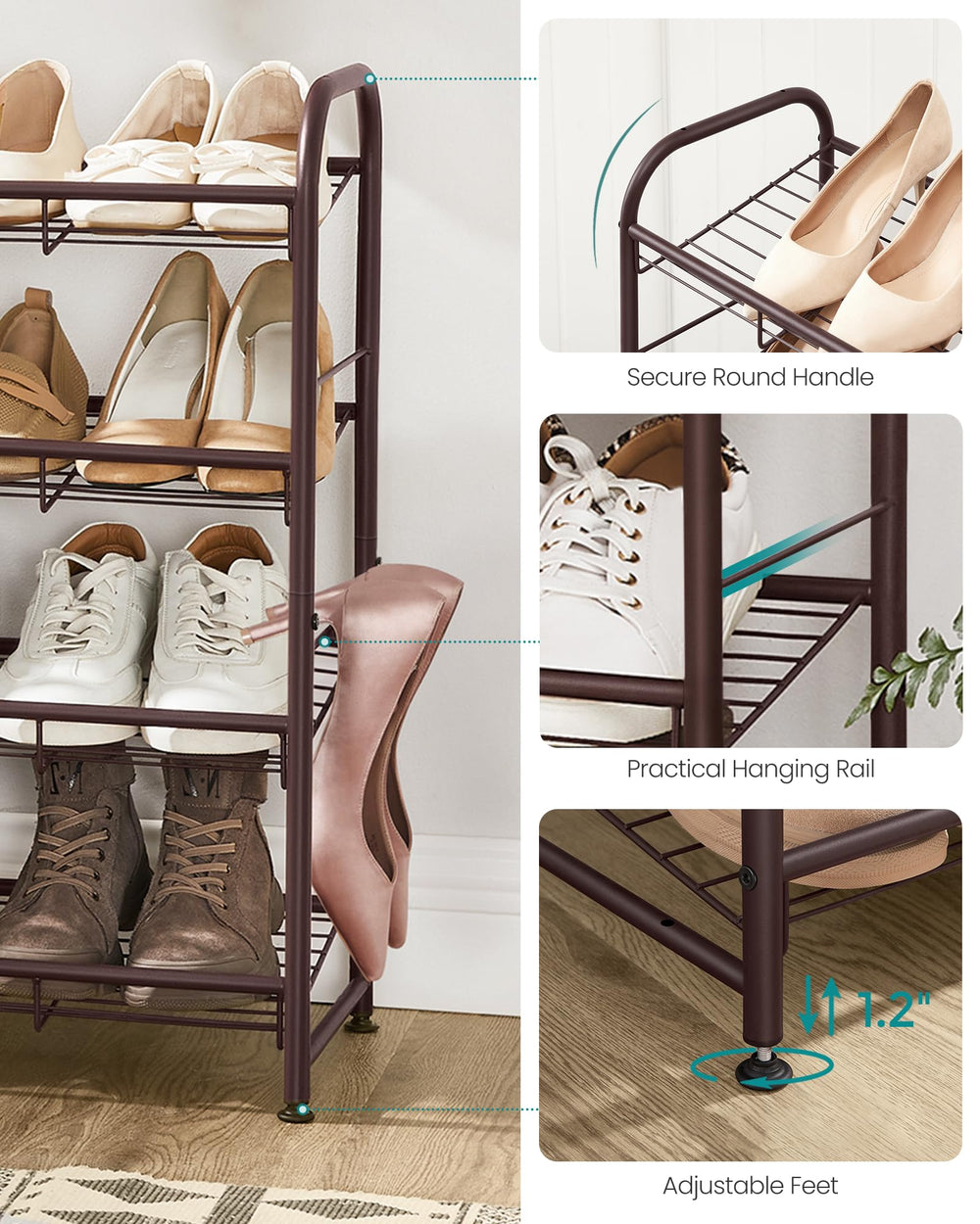 SONGMICS zapatero junto a manos para comparar tamaño y escala